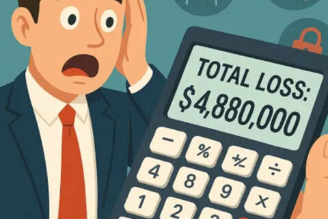 Loss amount on the calculator display