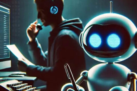 Robot and man working together