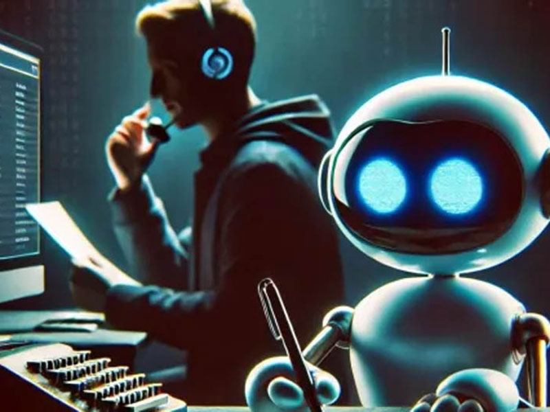 Robot and man working together
