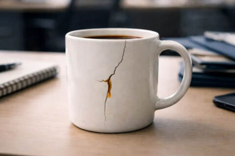 A broken cup of coffee