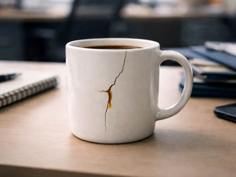 A broken cup of coffee