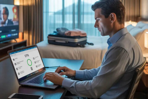 A man looking at a laptop