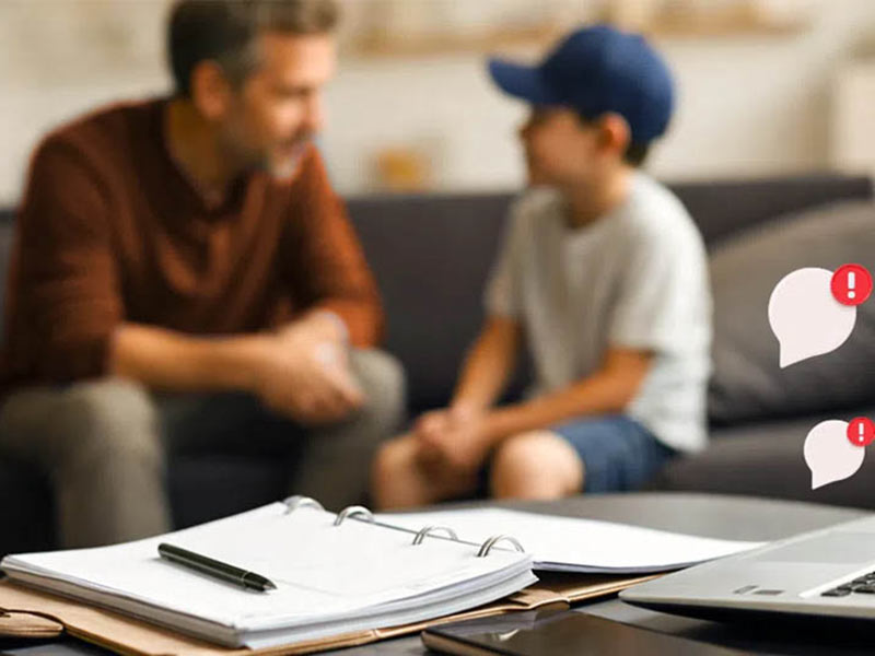 A man and a boy are seated on a couch